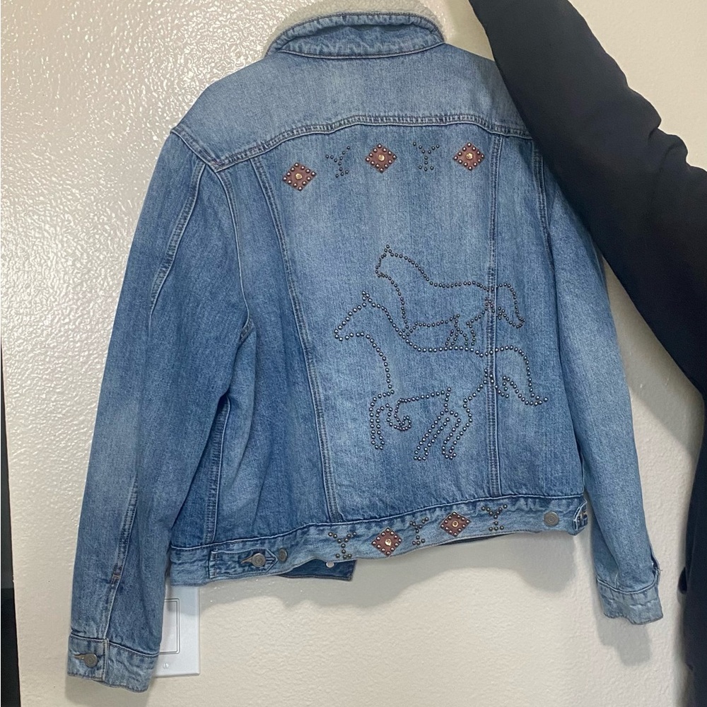 Embroidered Denim Jacket with Horse Design